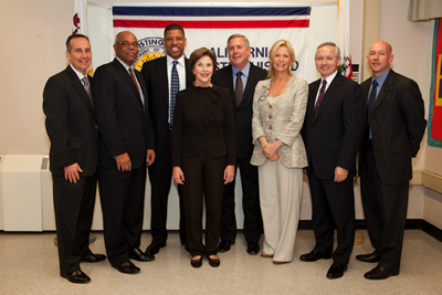 Mrs. Bush attended a roundtable discussion at Benjamin Franklin intermediate school